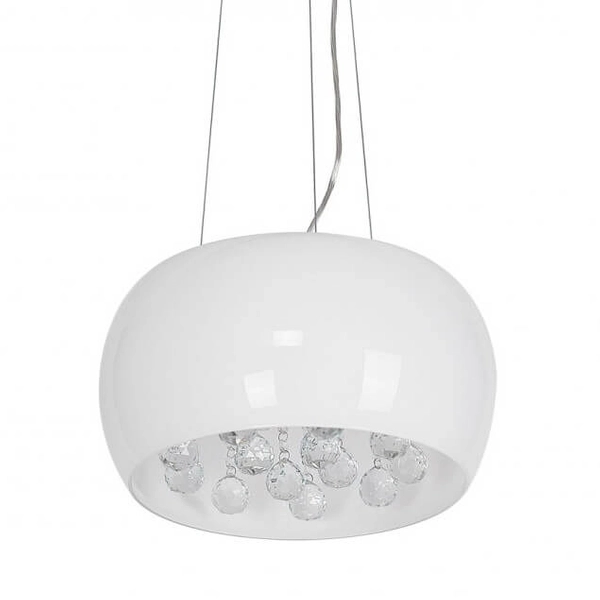 Wisząca lampa glamour Quince do pokoju kryształki biała