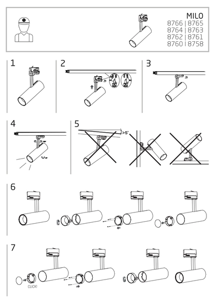 LAMPA sufitowa MILO 8766 Nowodvorski metalowa OPRAWA tuba LED 15W 3000K do systemu szynowego 3 - fazowego regulowana biała