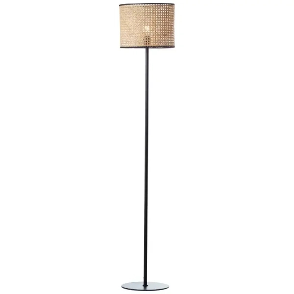 Podłogowa lampa do salonu Wiley 99091/09 ratanowa czarna beżowa