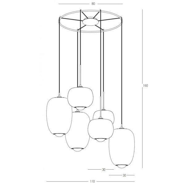 Molekułowa wisząca lampa do jadalni 22147 nad stół kule przydymione złoty