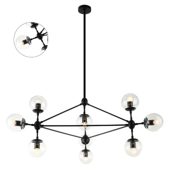 Żyrandol LAMPA wisząca Bao Nero Clear Orlicki Design metalowa OPRAWA industrialna ZWIS kule balls molekuły loft przezrocz