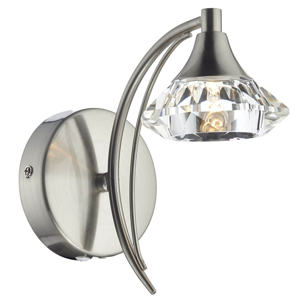 Ścienna lampa glamour Luther LUT0746 kryształowa satynowy chrom