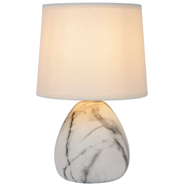 Ceramiczna LAMPA stołowa MARMO 47508/81/31 Lucide abażurowa LAMPKA nocna stojąca biała