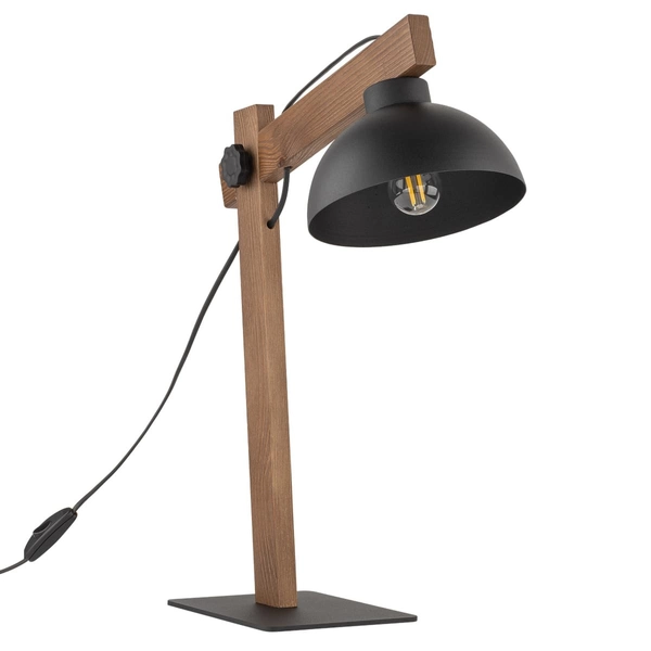 Lampka nocna rustykalna Oslo 5345 TK Lighting do sypialni drewniana czarna