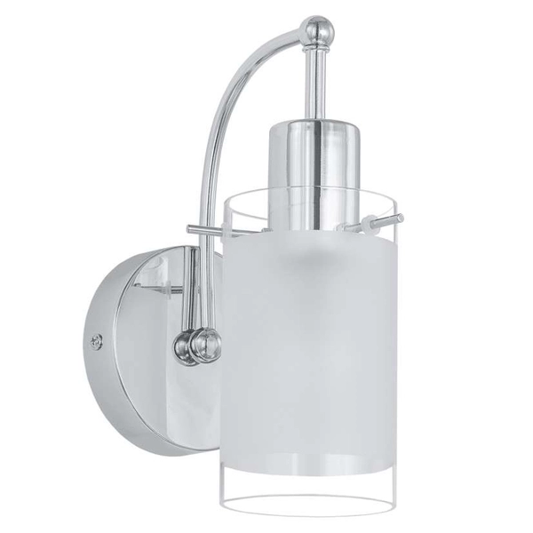 LAMPA ścienna BLEND MBF9489/1 Italux okrągła OPRAWA kinkiet tuba na wysięgniku chrom przezroczysta biała