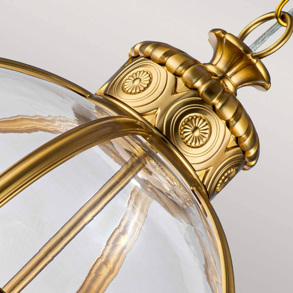 Wisząca lampa retro Adams FE-ADAMS-4P-BB Feiss przezroczysta mosiądz