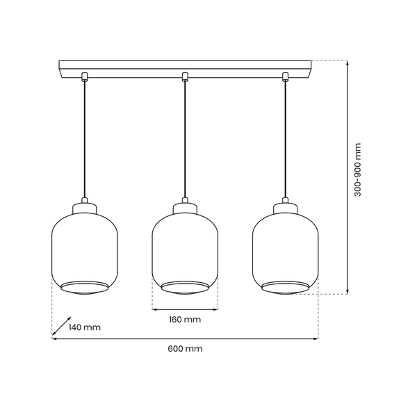 Lampa wisząca Sombra MLP8374 3-płomienna przydymiona czarna