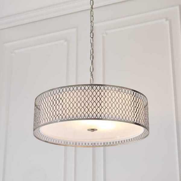 Metalowa lampa wisząca Cordero 81969 Endon nikiel biała srebrna
