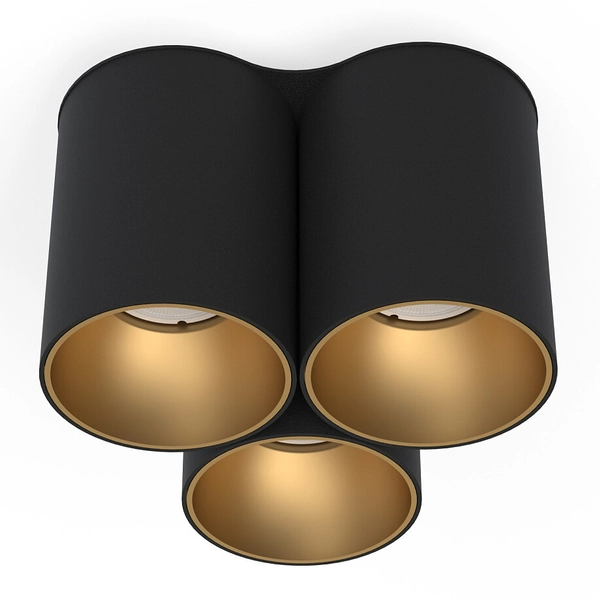 Czarna plafoniera przysufitowa Eye Tone 8092 potrójne tuby hol