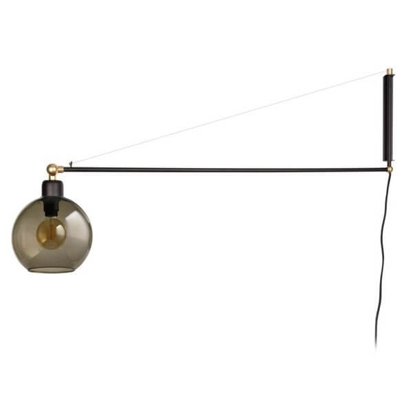 Kinkiet LAMPA ścienna CRANE 9374 Nowodvorski industrialna OPRAWA na wysięgniku szklana kula ball loft przydymiona