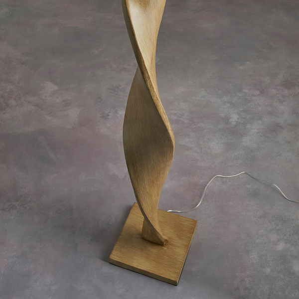 Podłogowa lampa z abażurem Abia 95454 spirala beżowy drewniany