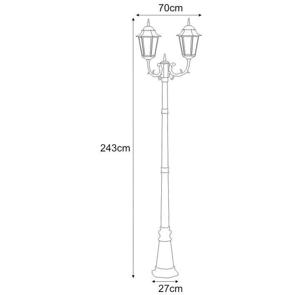 Stojąca LAMPA zewnętrzna Lozana K-7006A2/2 Kaja metalowa OPRAWA ogrodowa klasyczna latarnia masztowa IP44 czarny