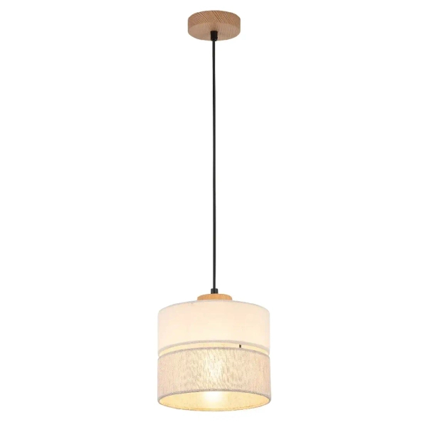 Ekologiczna lampa zwisająca Eco 5770 tuba sosna lniany beżowy