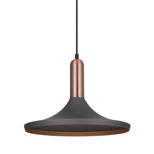 Industrialna LAMPA wisząca LUSTY MDM-3027/1 GR+RC Italux metalowa OPRAWA zwis loft miedź szary