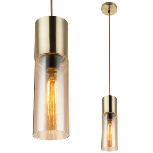 LAMPA wisząca ANNIKA 21000HM Globo szklana OPRAWA loftowy ZWIS tuba mosiężna bursztynowa
