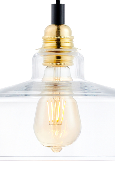Wisząca LAMPA skandynawska LONGIS 10873105 Kaspa loftowa OPRAWA szklany ZWIS okrągły złoty przezroczysty czarny
