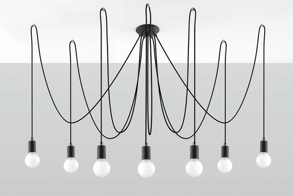 LAMPA wisząca SL.0372 industrialna OPRAWA pająk ZWIS ośmiornica przewody loft czarne