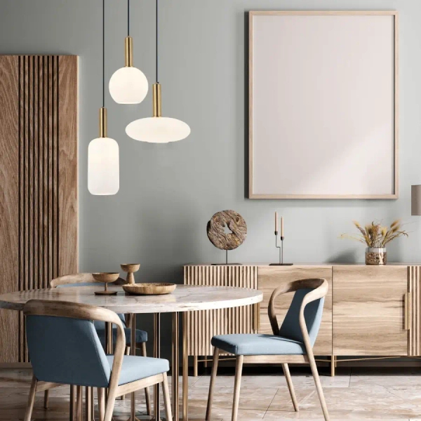 Owalna lampa wisząca 22072 szklana dysk biały złoty