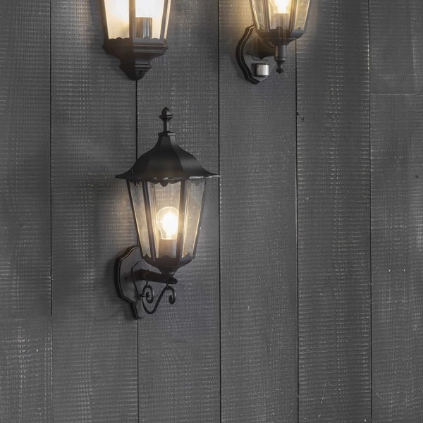 Elewacyjny kinkiet ścienny Burford 76546 Endon IP44 szkło latarnia czarny mat