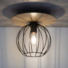 Industrialna lampa sufitowa Cyber 32354 druciana czarna drewno