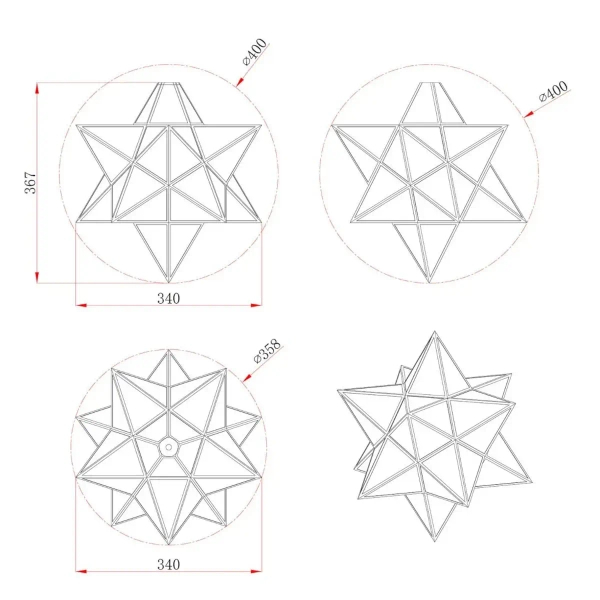 Geometryczna lampa wisząca Ilario ILA8675 gwiazda szklany mosiądz