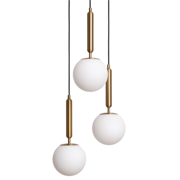 Kulista wisząca lampa Palazzo ABR-LWPAL-3XE27 szklana kule balls białe złote
