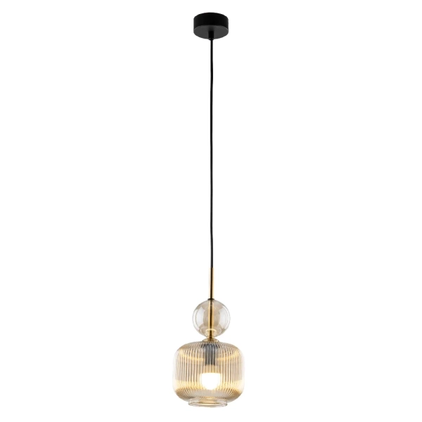 Ryflowana wisząca lampa Sophia Cognac 11038 szklana kula koniak