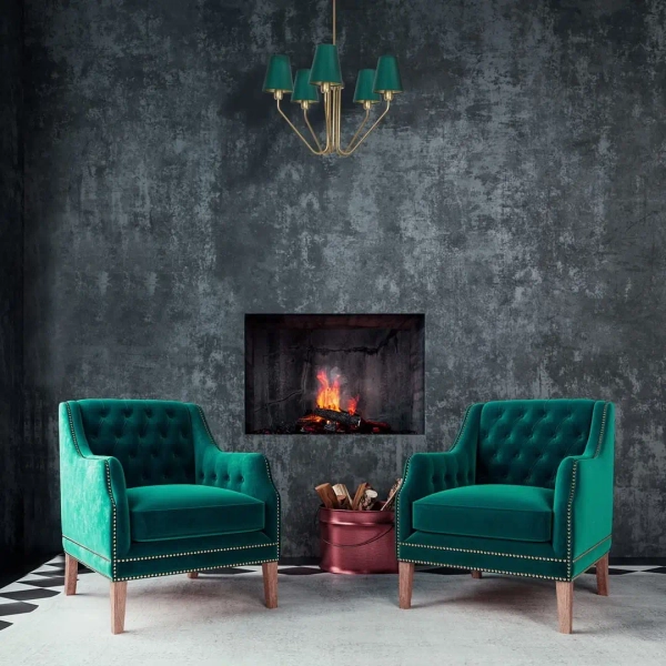 Żyrandol do sypialni VICTORIA MLP4908 tkaninowy zielony mosiądz