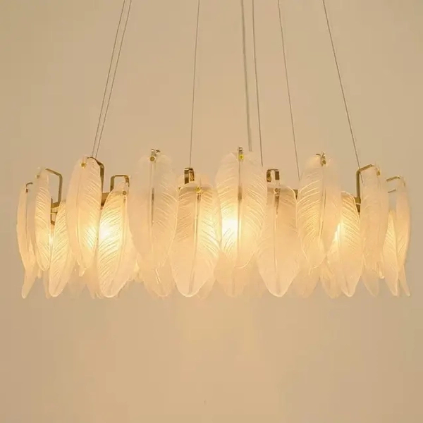 Szklana lampa wisząca ROCH MSE1501100445 Moosee pióra do salonu złota
