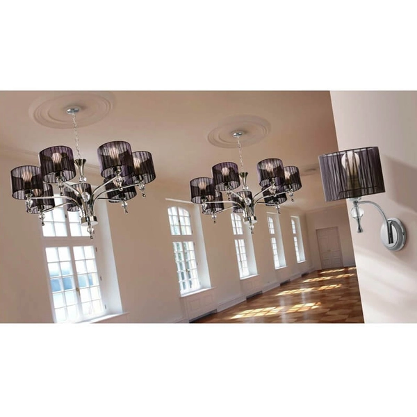 Abażurowy kinkiet abażurowy Impress do sypialni czarny chrom