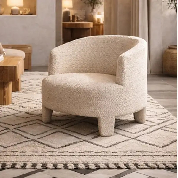 Tapicerowany fotel OSCAR MM001501100358 beżowy kubełkowy tkanina 70cm