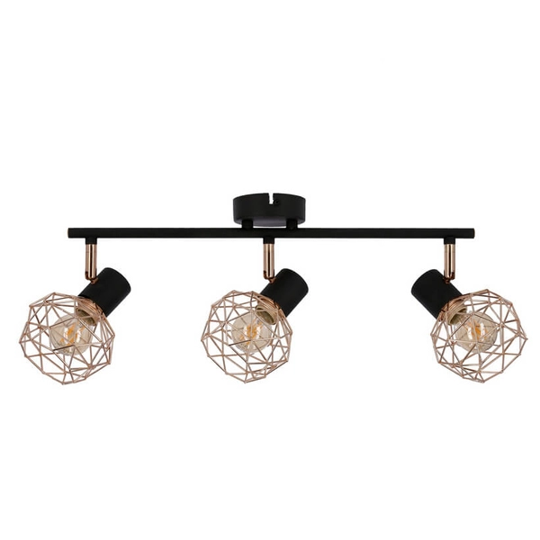 Potrójna lampa sufitowa Acrobat 93-22219 regulacja czarna miedziana