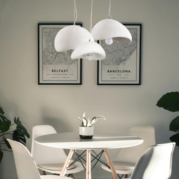 Regulowana lampa do salonu Stone DN426-600 wiszący kamień metalowy biały
