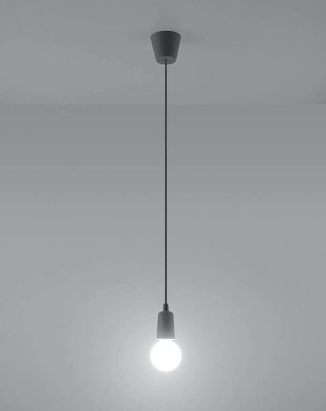 LAMPA wisząca SL.0575 industrialna OPRAWKA na żarówkę ZWIS przewód kabel szary