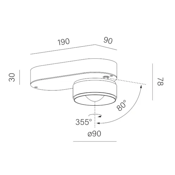 Sufitowa lampa regulowana QRLED next czarna soczewka LED 6W 3000K na korytarz 16525-L930-W3-00-12