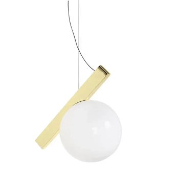 Okrągła lampa wisząca BALANCE MSE1501100553 kula biała złota