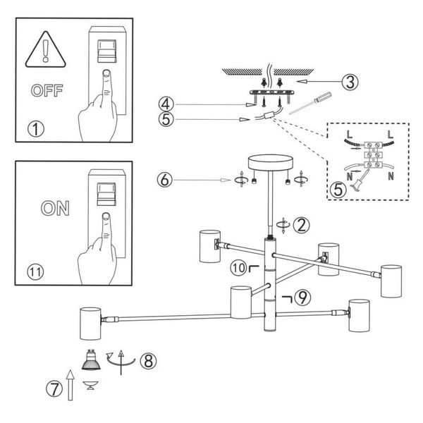 Złoty żyrandol lampa SNOW LP-731/6P GD Light Prestige salonowy metal tuba sticks