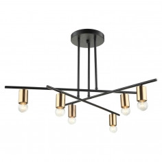 LAMPA sufitowa NORMANI MDM3658/6 BK+BRO Italux industrialna OPRAWA pręty żarówki bulbs loft czarna brąz