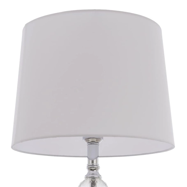 Eklektyczna lampa stołowa Charlotte T01295CH-WH Cosmolight metal tkanina srebrna biała