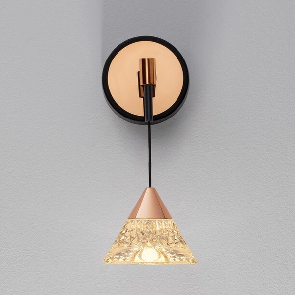 Kryształowy ścienny kinkiet GUAY LE44213 LED 7W 3000K stożek złoty czarny