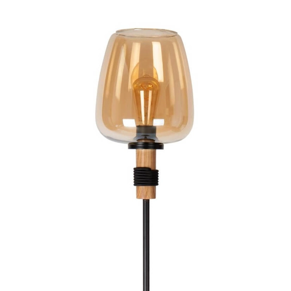 Szklana lampa podłogowa Ilona 45708/01/62 czarny bursztynowy