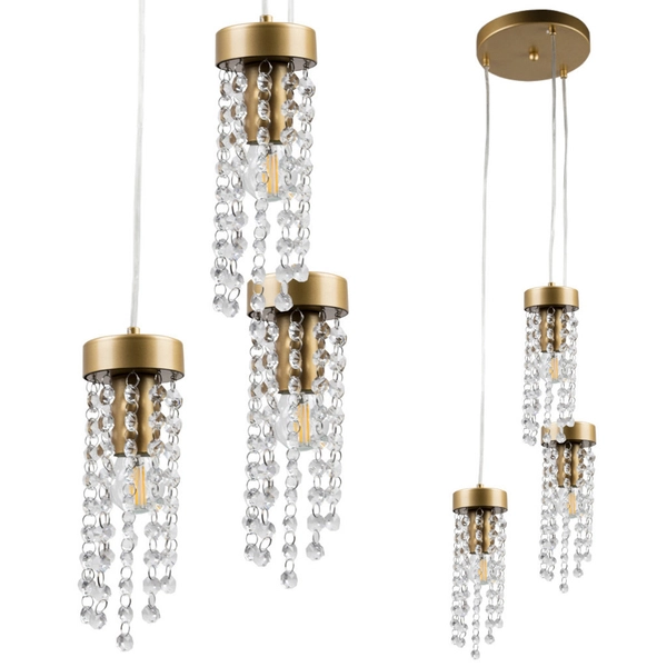 LAMPA wisząca GEA 316295 Polux glamour OPRAWA zwis z kryształkami kaskada złota