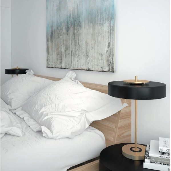 Lampa stołowa Artdeco MT8872 black Step włącznik na sznurku czarna złota