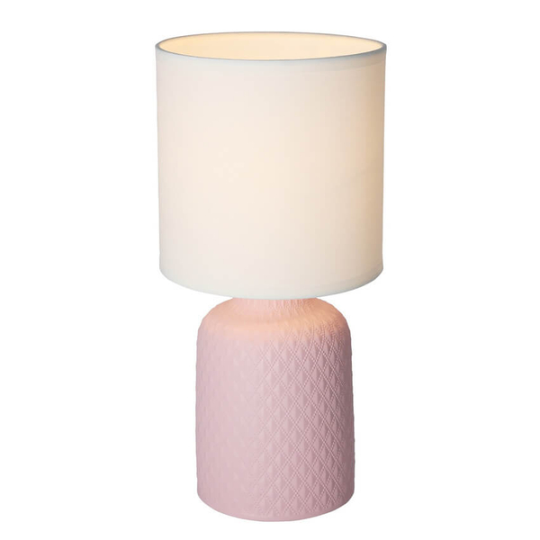 Nocna lampka Iner 41-79855 ceramika z abażurem biała różowa