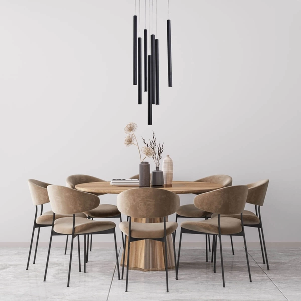 Czarna lampa wisząca Lungo metalowe tuby nad stół do salonu