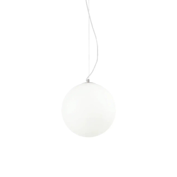 Sypialniana wisząca lampa Mapa biała szklana 1xE27 42W okrągła do jadalni 9087