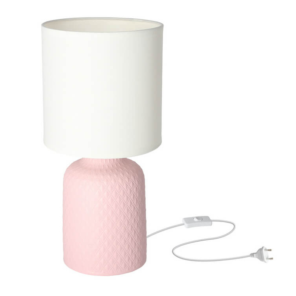 Nocna lampka Iner 41-79855 ceramika z abażurem biała różowa