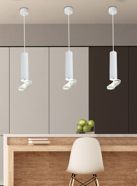 Regulowana lampa wisząca Tuba 31-77707 Candellux pojedyncza biała