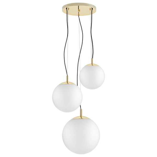 Wisząca LAMPA skandynawska ALUR 10730305 Kaspa kulista OPRAWA szklany ZWIS hygge kule balls złote białe