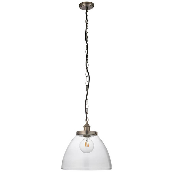 Szklana lampa wisząca Hansen Grand 106896 na łańcuchu srebrna przezroczysta